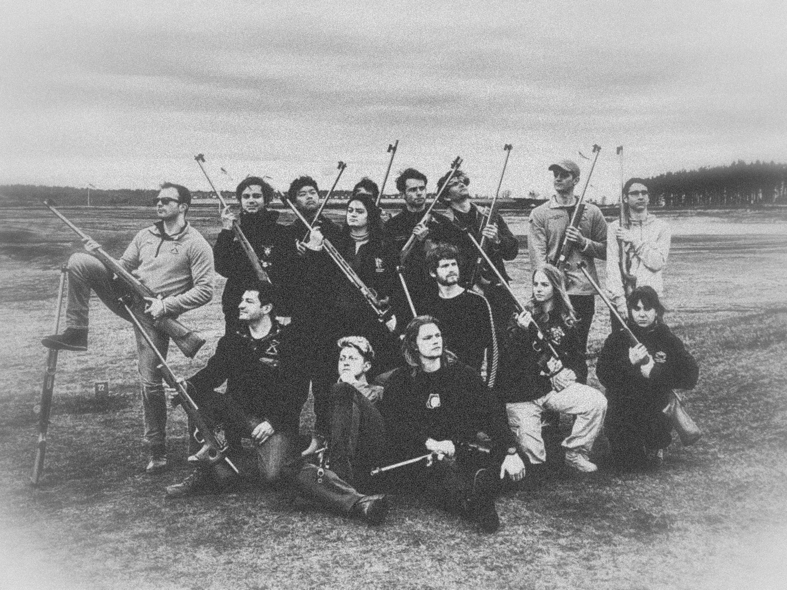 A historic CURA group photograph with rifles at Bisley