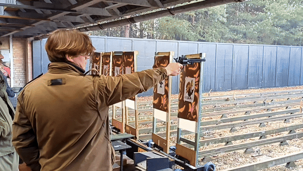 A CURA member firing a muzzle-loading rifle from the standing position
