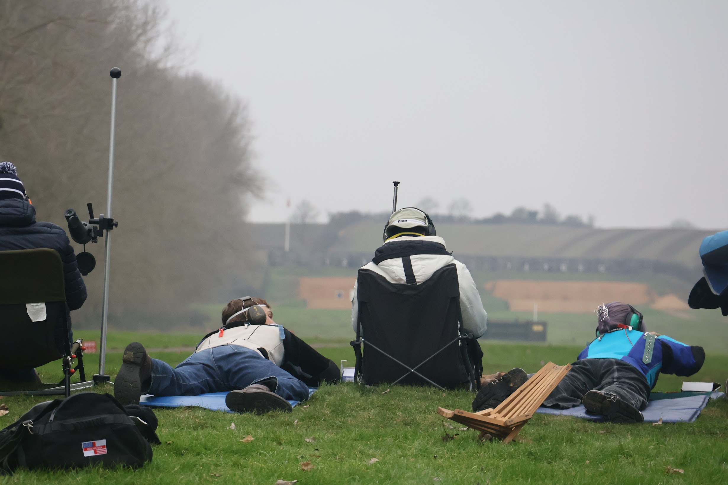 Our novices take in the novelty of actually being able to see the targets while shooting match rifle