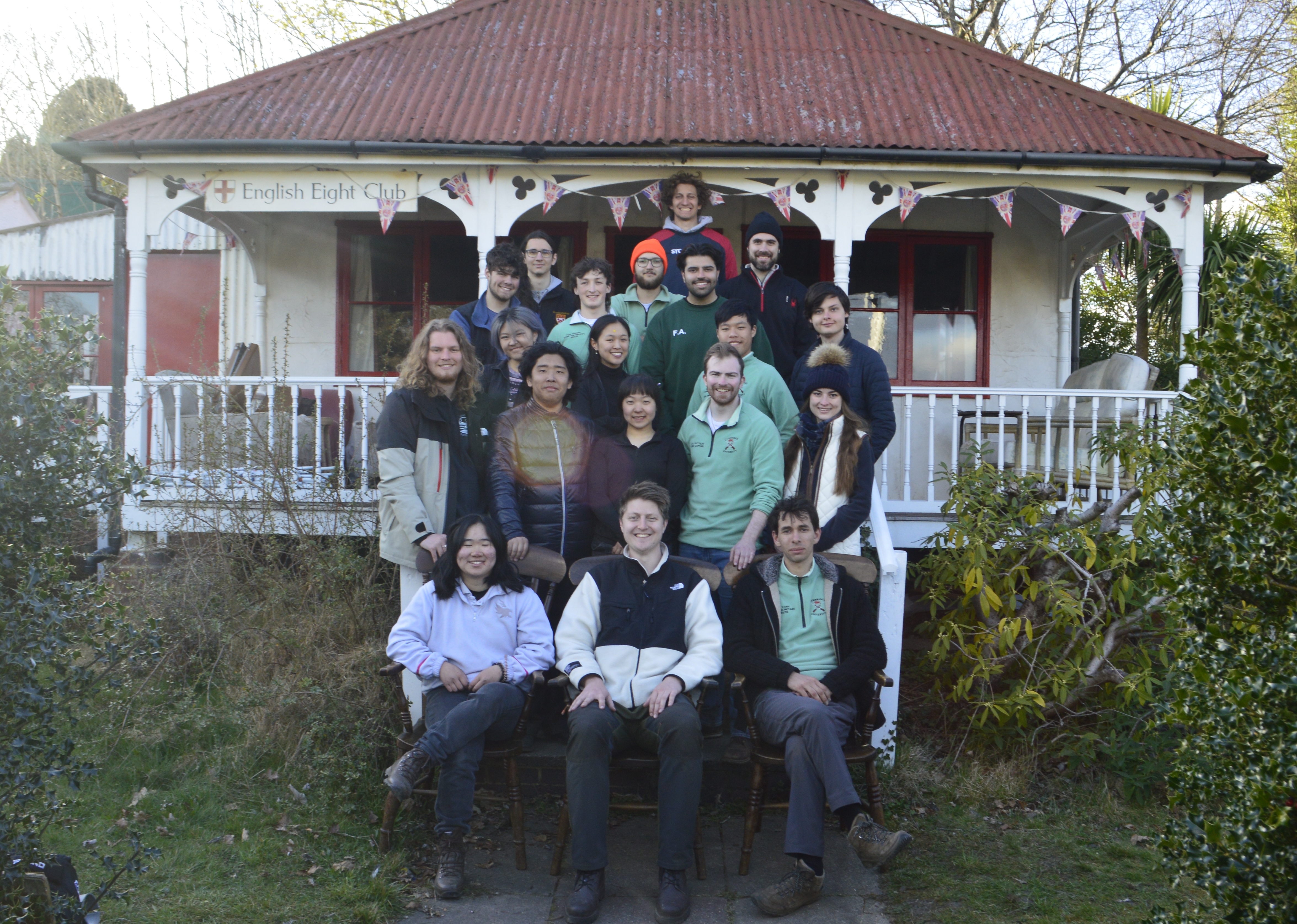 The CURA Easter Bisley 2025 group outside the clubhouse